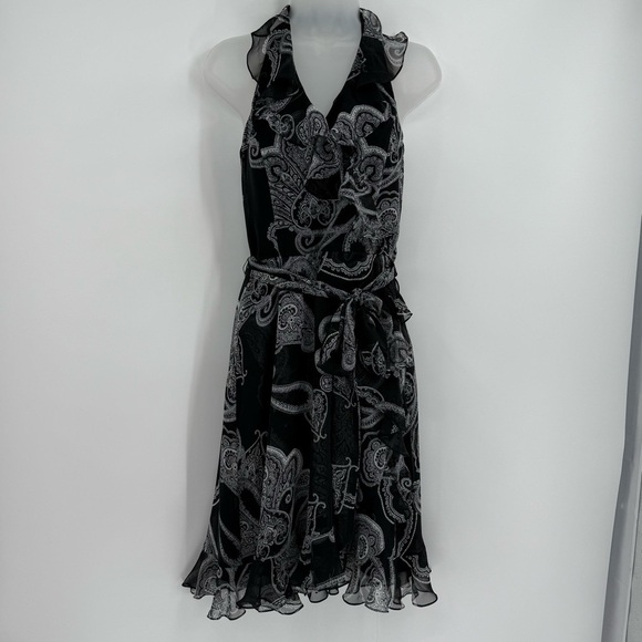 White House Black Market NWT Paisley Print Ruffle Faux Wrap Halter Dress Size 4 - Picture 11 of 11